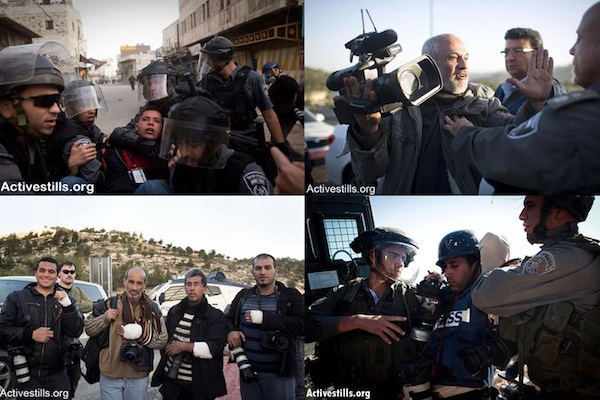 Israeli security forces detaining, assaulting and obstructing Palestinian journalists (Photos: Activestills.org)
