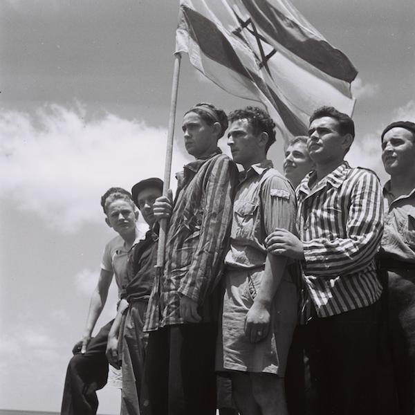 Buchenwald survivors arrive in Haifa to be arrested by the British, July 15, 1945. Source: ‘To the Promised Land’ by Uri Dan.