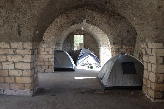 Some of the activists pitched tents where Kafr Bir'im's school used to be. (photo: Eitan Bronstein Aparicio)