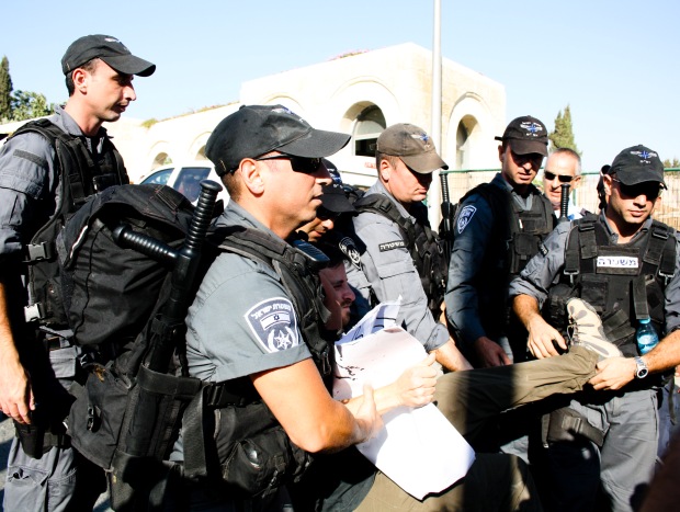 An Israeli Protester is Arrested in Silwan. Photo by Joseph Dana.