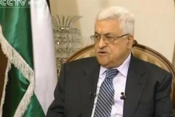 Palestinian President Mahmoud Abbas interviewed by Roee Ruttenberg for CCTV (photo: CCTV)