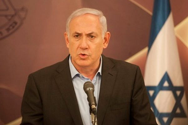 Binyamin Netanyahu speaks at a press conference following the Eilat terror attacks (photo: ActiveStills / Oren Ziv)