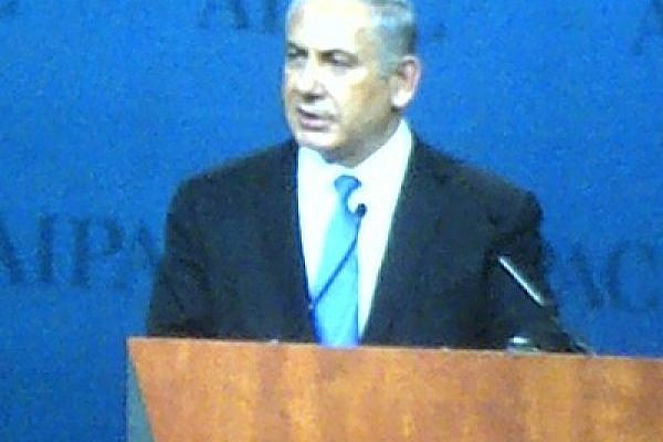 Netanyahu addressing AIPAC gathering, 5 March 2012 (photo: Lara Price)