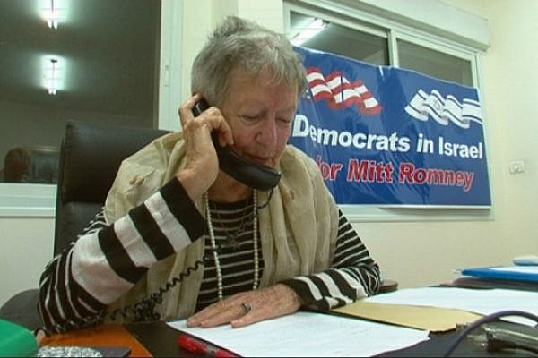 Breiyda Franklin, a long-time Democrat, calling American Jews and encouraging them to vote for Romney from Jerusalem, Oct 16, 2012. (photo: DC)