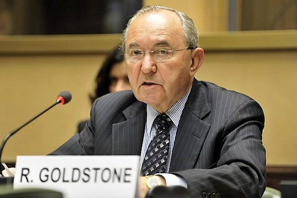 Judge Richard Goldstone at mission of Council of Human Rights of UN investigating Israeli offensive in Gaza, December 2008 (UN-Geneva CC BY NC ND 2.0)