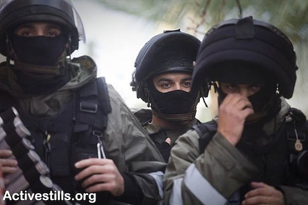 Masked Israeli Border Police officers (Illustrative photo: Oren Ziv/Activestills.org)