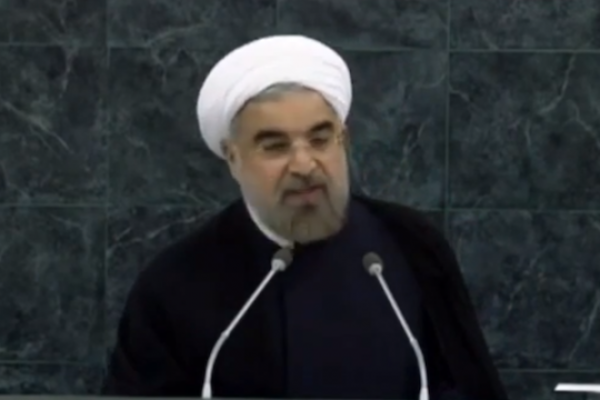 Iranian President Hassan Rouhani speaks at the UN General Assembly. (screenshot: YouTube)