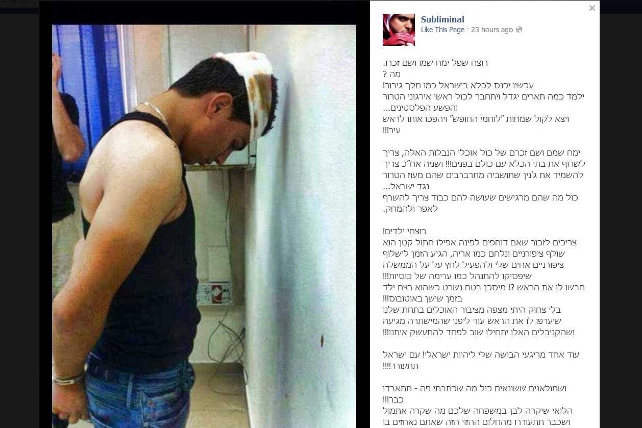 Israeli rapper: 'First burn all jails with Palestinians inside, then destroy Jenin!'