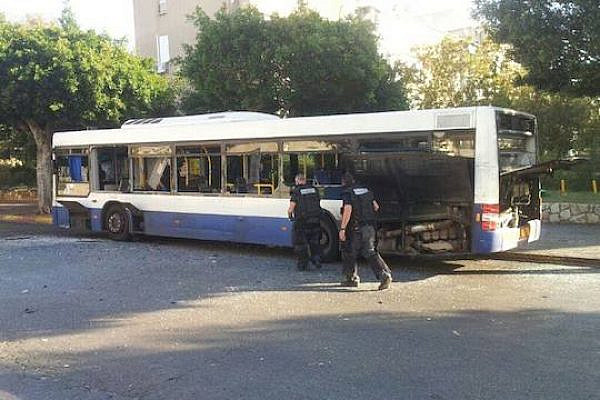 Damage after a bomb exploded on an Israeli bus in the Tel Aviv suburb of Bat Yam, December 22, 2013. A policewoman's eardrums were damaged in the attempted attack. (Photo: Israel Police)