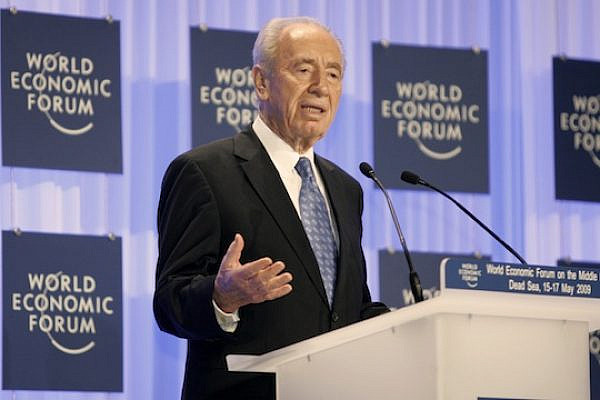 President Shimon Peres speaks during the World Economic Forum on the Middle East at the Dead Sea in Jordan, May 17, 2009. (Photo by Nader Daoud/World Economic Forum)