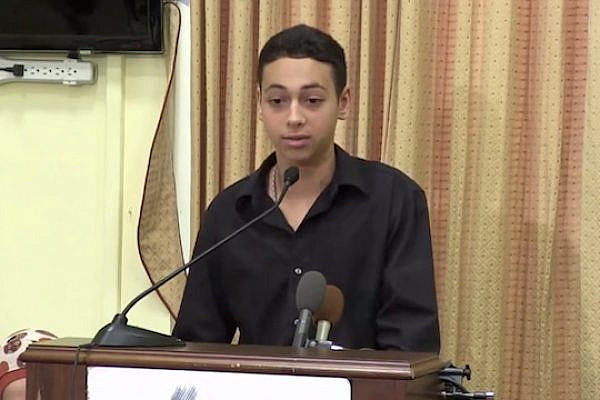 Tariq Abu Khdeir speaks about his beating at a CAIR panel in the U.S. (Screenshot, CAIR)
