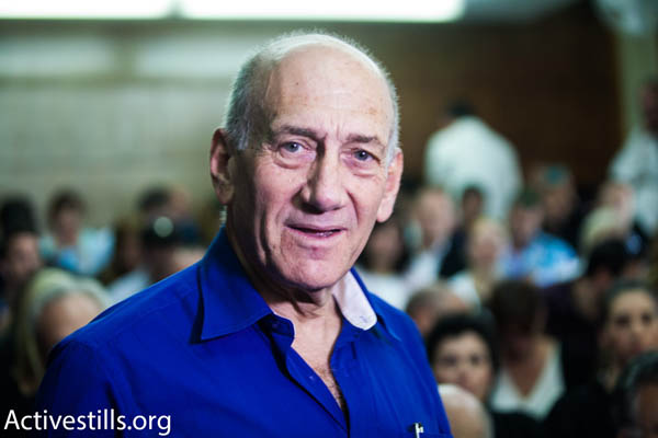 File photo of former Israeli prime minister Ehud Olmert in court. (Photo by Activestills.org)