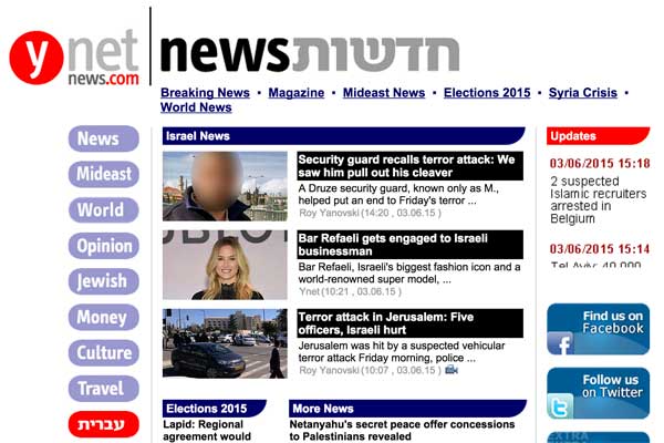 Illustrative screenshot of Ynet News