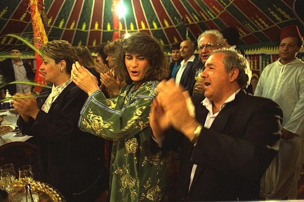 The Mimouna Festival, marking the end of Passover, is celebrated in a special tent in Jerusalem, April 16, 1990. (photo: Alpert Nathan/GPO)