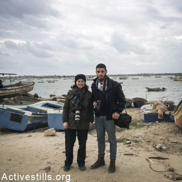 Anne Paq and Basel Yazouri on Gaza beach. 