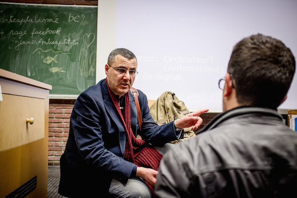 Illustrative photo of BDS Movement co-founder Omar Barghouti in Brussels, April 30, 2015. (Photo by intal.be / CC 2.0)