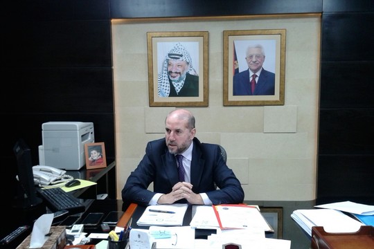 Dr. Mahmoud al-Habash, the Supreme Sharia judge of the Palestinian Authority and advisor of the Palestinian Authority, in his Ramallah office. (photo: Orly Noy)