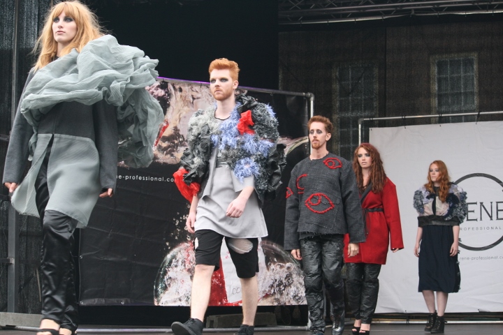 Redhead models strut down the catwalk during a fashion show at Redhead Days festival, Breda, Netherlands. (photo: Haggai Matar)