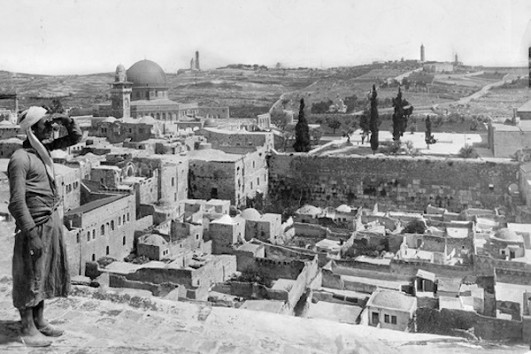 The Western Wall and the Mughrabi Quarter, which was destroyed following Israel's capture of Jerusalem's Old City during the 1967 war.