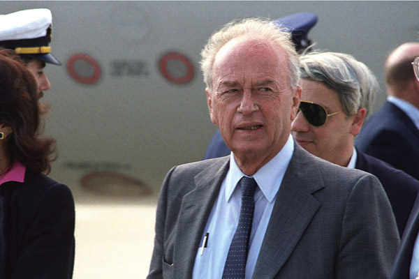 Yitzhak Rabin at Andrews Air Force Base, September 10, 1986. (U.S. Air Force photo)