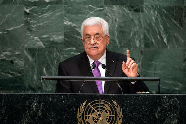 Palestinian Authority President Mahmoud Abbas address the general debate of the UN General Assembly’s 70th session, September 20, 2015. (UN Photo/Cia Pak)