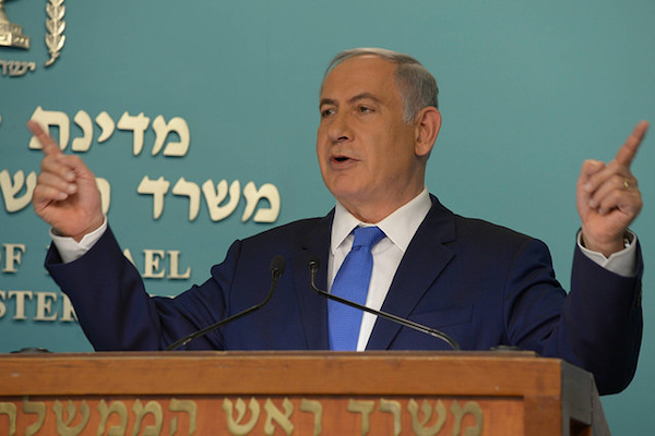 Prime Minister Benjamin Netanyahu speaks at a press conference in Jerusalem, March 23, 2016. (Amos Ben Gershom/GPO)