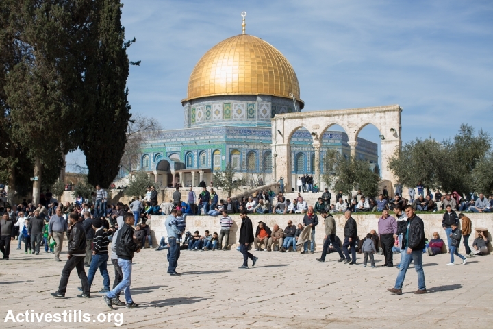 Al-Aqsa Mosque atop the Haram al-Sharif/Temple Mount in Jerusalem. (Faiz Abu Rmeleh/Activestills.org)
