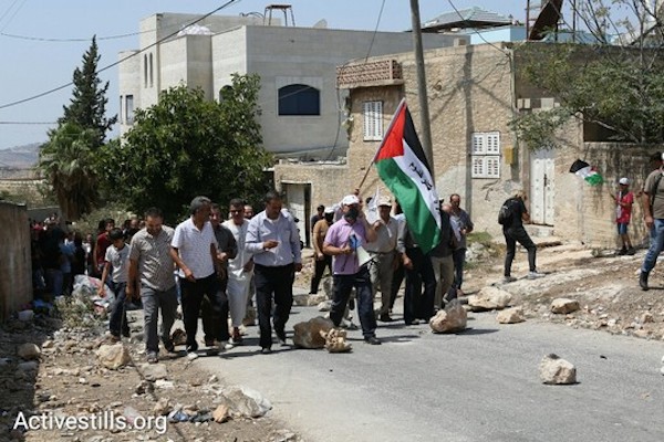 A march at the start of the protest in Kafr Qaddum. August 28, 2016. (Oren Ziv/Activestills.org)