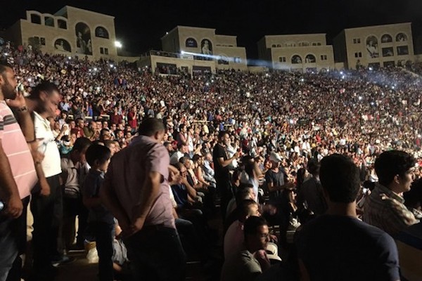 The Tunisian nation stands alongside the Palestinian nation. A standing ovation at Rawabi Amphitheater (Samah Salaime) 