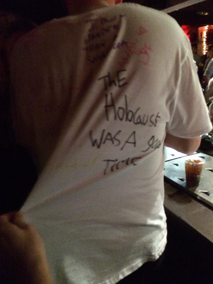 Anti-Semitic slogan on an Exeter University t-shirt. Photo: Courtesy