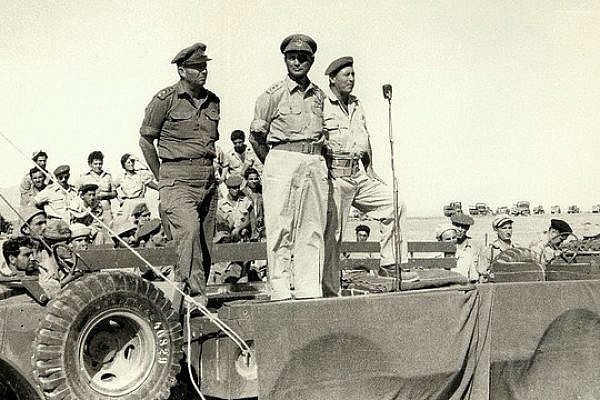 Moshe Dayan reviews troops in Sharm el-Sheikh at the end of the 1956 war. (IDF Spokesperson)