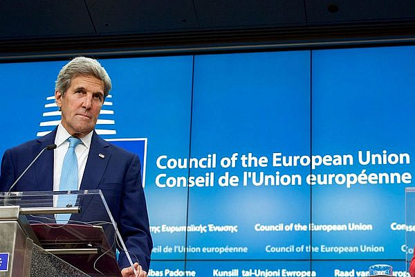 U.S. Secretary of State John Kerry listens as European Union High Representative for Foreign Affairs Federica Mogherini addresses reporters on July 18, 2016. (Wiki Commons)