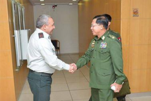 Commander in Chief of the Myanmar military, Min Aung Hlaing, meets with IDF Chief of Staff Gadi Eizenkot during a trip to Israel.