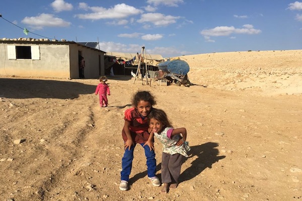 Children seen at Dkaika, a Palestinian village in the south Hebron Hills, slated for demolition. (Rabbis for Human Rights)