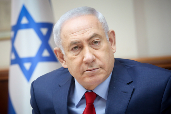 Israeli Prime Minister Benjamin Netanyahu at the weekly cabinet meeting, Jerusalem, June 25, 2017. (Marc Israel Sellem/Pool/Flash90)