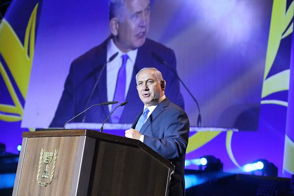 Prime Minister Benjamin Netanyahu attends a ceremony marking 50 years of the Israeli settlement movement, Gush Etzion, West Bank, September 27, 2017. (Photo by Gershon Elinson/Flash90)