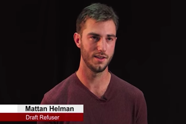 Mattan Helman was supposed to serve in the Nahal Brigrade in the occupied territories. Instead, he will refuse to enlist as a conscientious objector, a decision that will land him in jail.