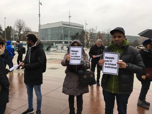 Protesters in Geneva demonstrating against Israel's plan to deport the asylum seekers. February 7, 2018. (Ana Wild)