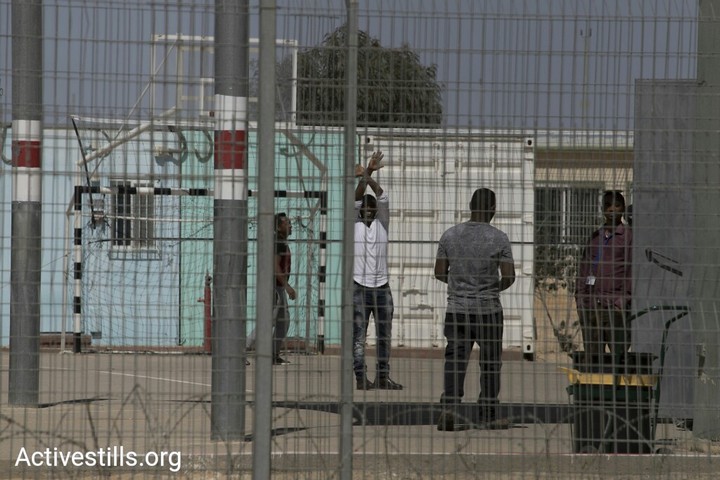 African asylum seekers seen on the day of Holot's closing, March 14, 2018. (Oren Ziv/Activestills.org)