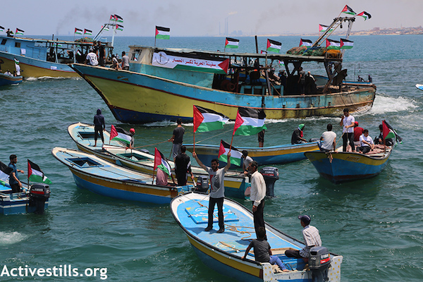 The Gaza "Freedom Boat" in port in Gaza, before attempting to break Israel's naval blockade. (Mohammed Zaanoun/Activestills.org)