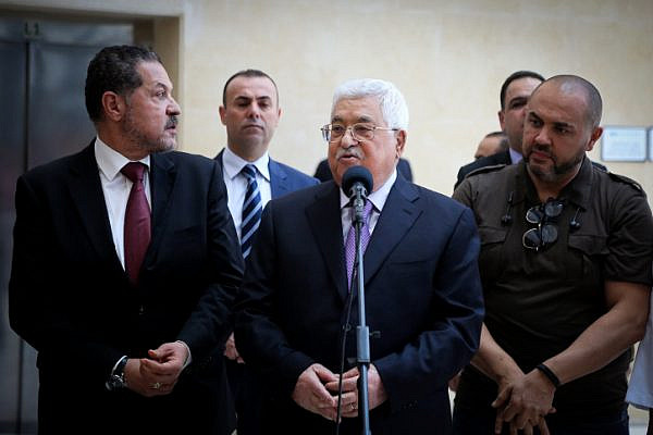 Palestinian President Mahmud Abbas seen upon his release from a hospital in Ramallah in the West Bank on May 28, 2018. (Flash90)