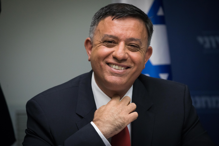 Head of the Zionist Union party Avi Gabbay attends a faction meeting in Knesset, June 25, 2018. (Yonatan Sindel/Flash90)