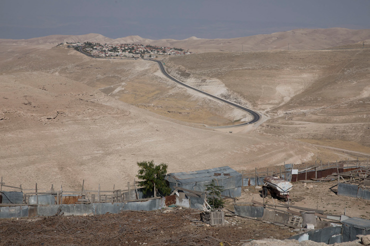 A view of al-Jabal, with the Israeli settlement of Kedar in the background, June 12, 2018. (Oren Ziv/Activestills.org)