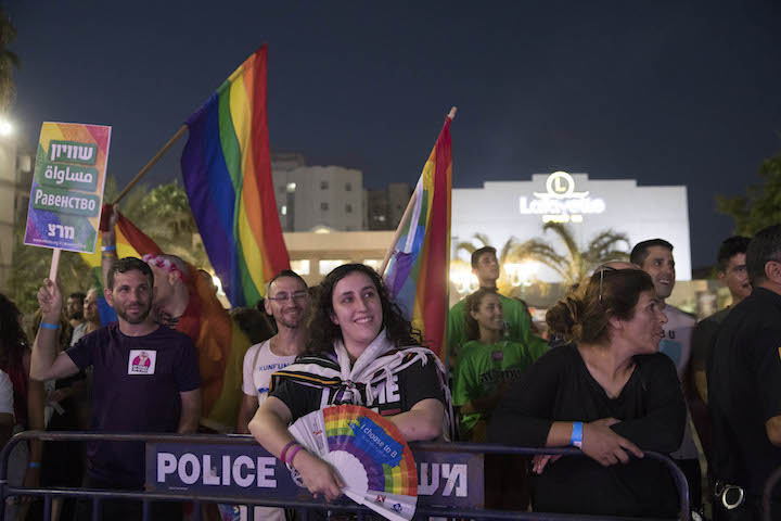 Over 150 Jews and Arabs attend the first-ever pride event in the mixed city of Lod, central Israel, July 26, 2018. (Oren Ziv/Activestills.org)