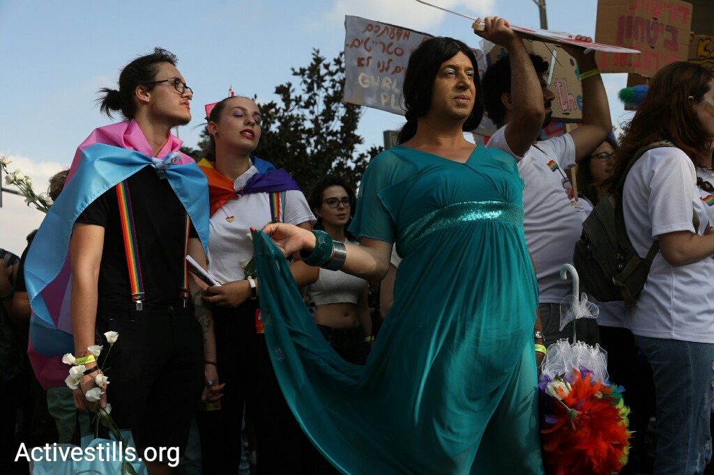 Members of Israel's LGBTQ community march in Jerusalem's annual pride parade, August 2, 2018. (Oren Ziv/Activestills.org)