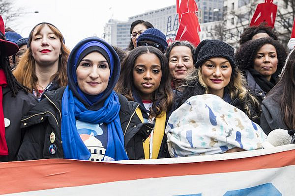 The Women's March organizers at the annual march on January 21 in Washington DC  (left to right): Bob  Bland, Linda Sarsour, Tamika Mallory, Carmen Perez. (Kisha Bari)