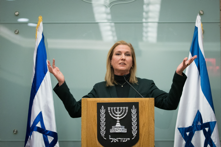 Tzipi Livni holds a press conference in the Kneeset, January 1, 2019. (Yonatan Sindel/Flash90)