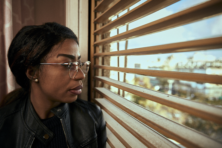 Julie Wabiwa Juliette, a Congolese asylum seeker, seen in her apartment in Holon, just south of Tel Aviv. 'I am afraid for my life, for my family, and for my kids.' (Ben Toren)