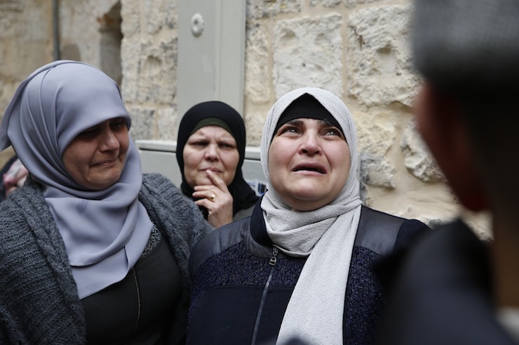 Members of the Abu Saab family seen after being evicted from their home by Israeli police in Jerusalem's Old City, February 17, 2019. (Activestills.org)