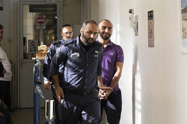 Palestinian journalist Mustafa al-Haruf seen at a Jerusalem Court following his arrest for supposed incitement on Facebook. He was released the following day and the case was closed, December 2017.